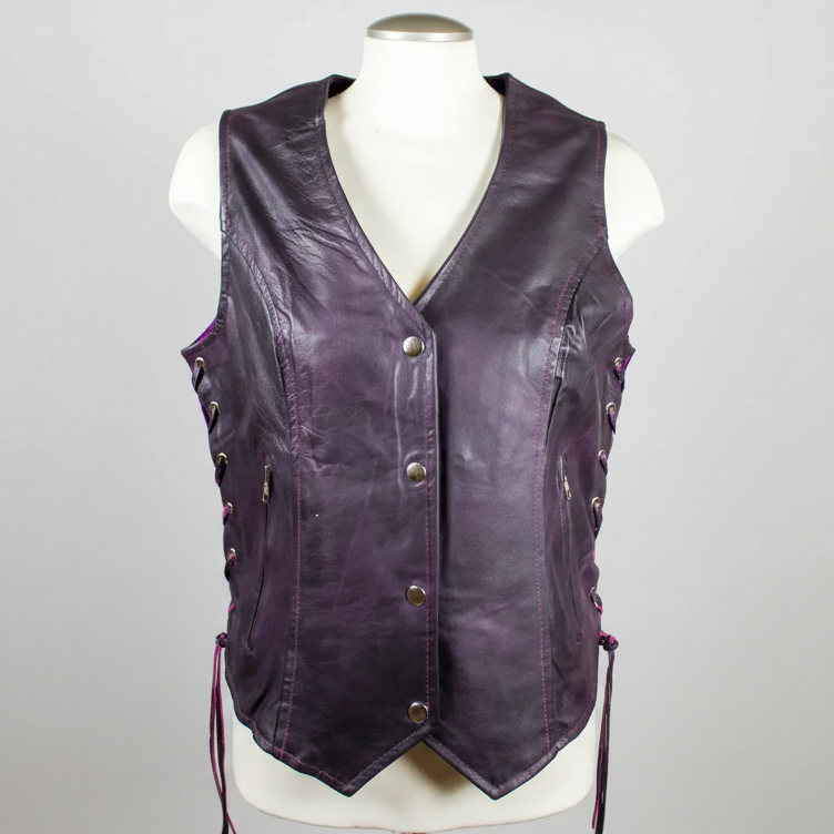 Gilet en cuir à lacets sur le côté pour femmes Open Road