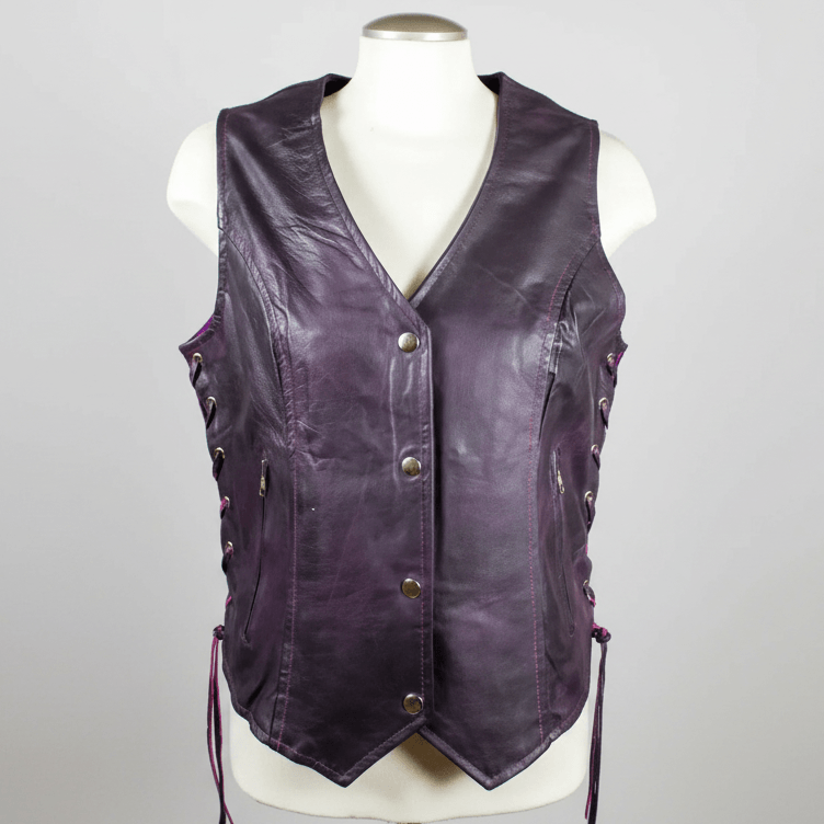 Gilet en cuir avec dentelle sur les côtés Open Road pour femmes