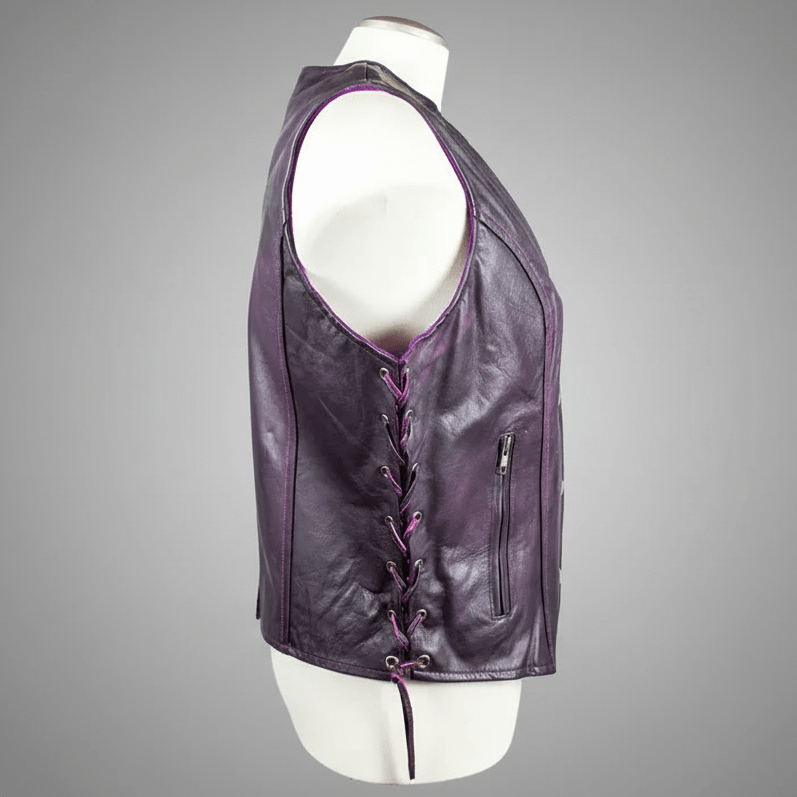 Gilet en cuir avec dentelle sur les côtés Open Road pour femmes