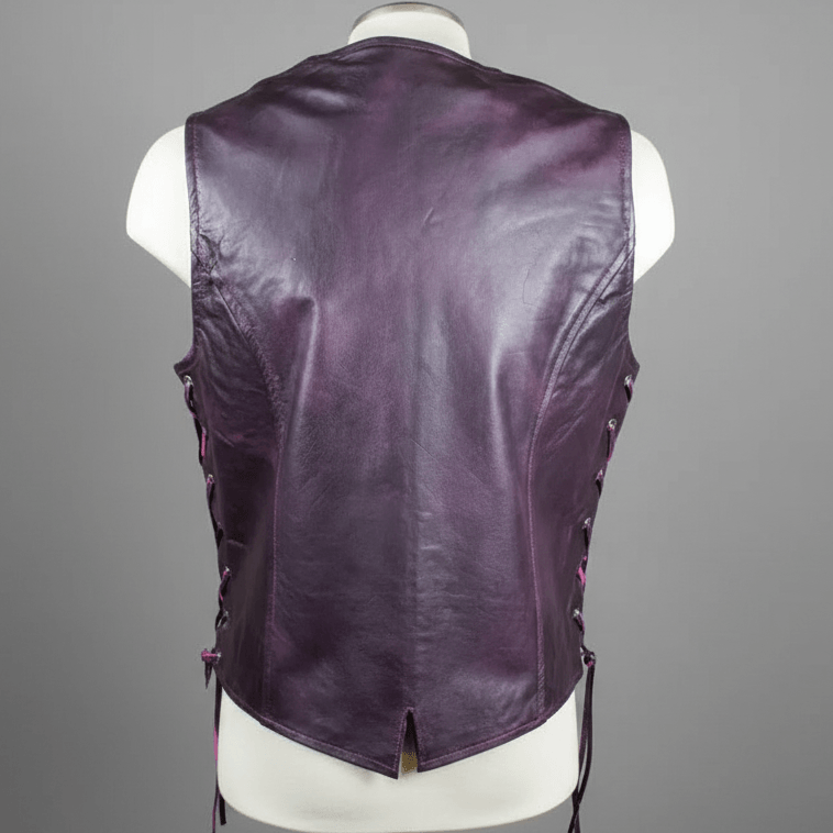 Gilet en cuir avec dentelle sur les côtés Open Road pour femmes
