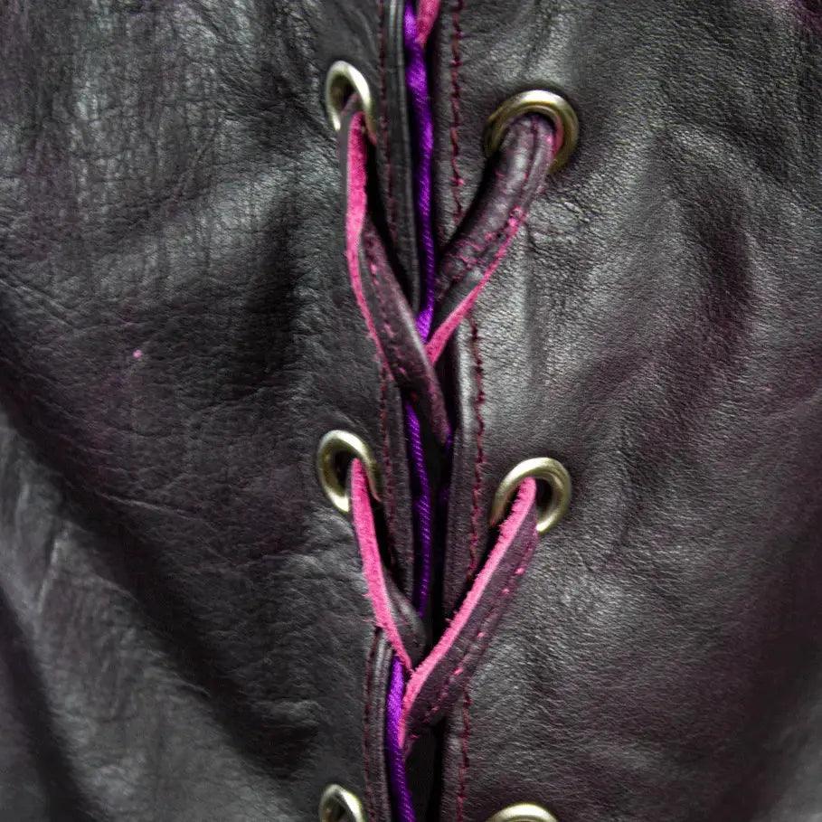 Gilet en cuir avec dentelle sur les côtés Open Road pour femmesEX-STOCK Canada