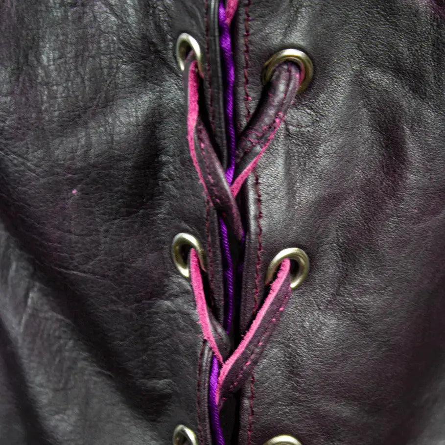 Gilet en cuir à lacets sur le côté pour femmes Open Road
