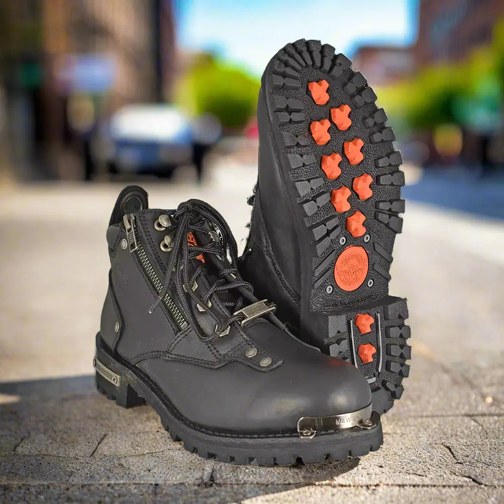 Botas de motocicleta para mujer Milwaukee Leather de 6" con doble cremalleraEX-STOCK Canada