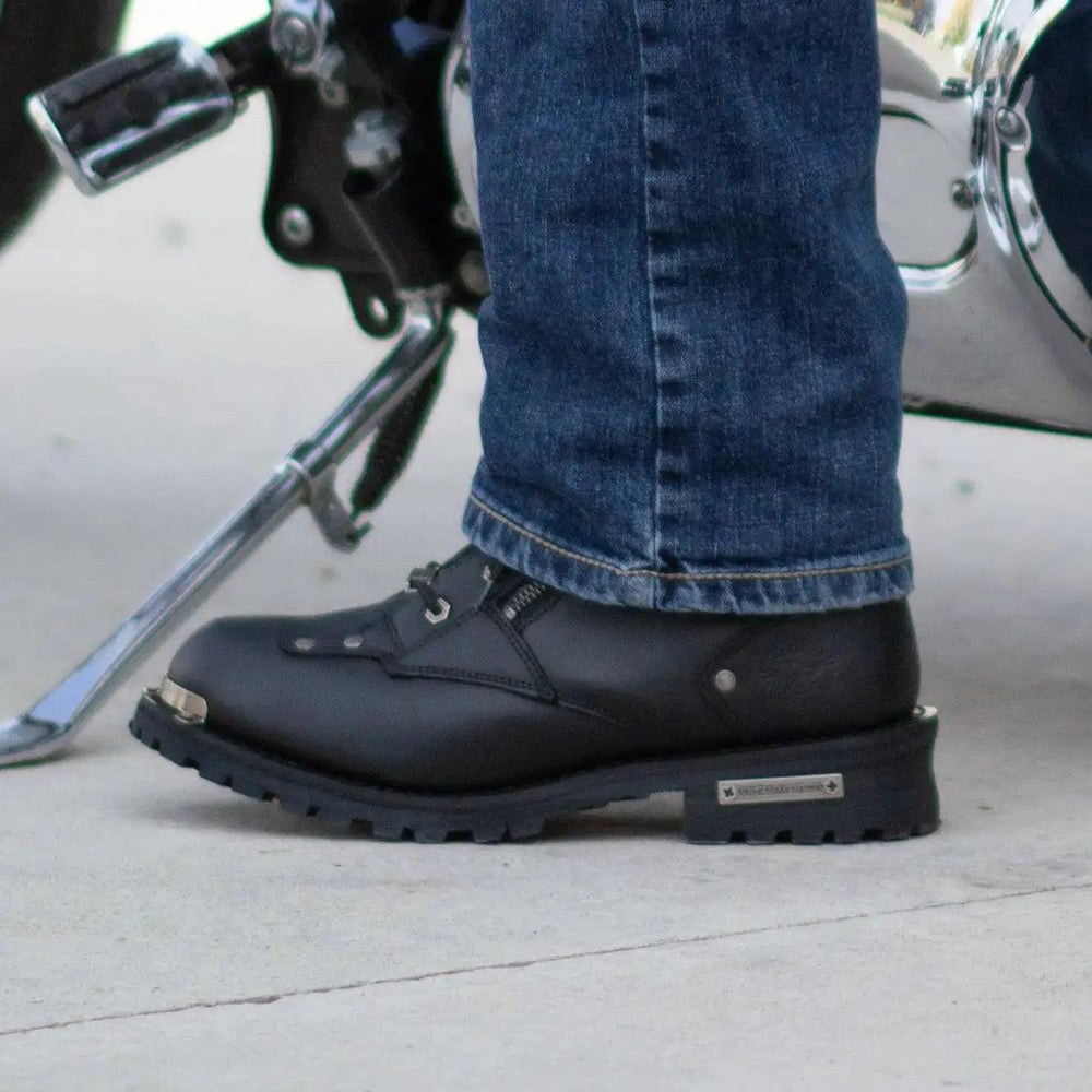 Bottes de moto pour hommes Milwaukee Leather à double fermeture éclair et lacets de 6 pouces