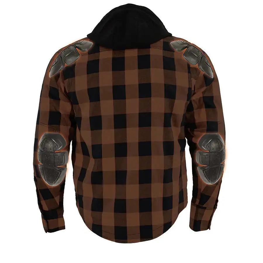 Milwaukee Leather Men's Orange & Black Armored Flannel Biker Shirt w/ Reinforced Fibers EX-STOCK Canada