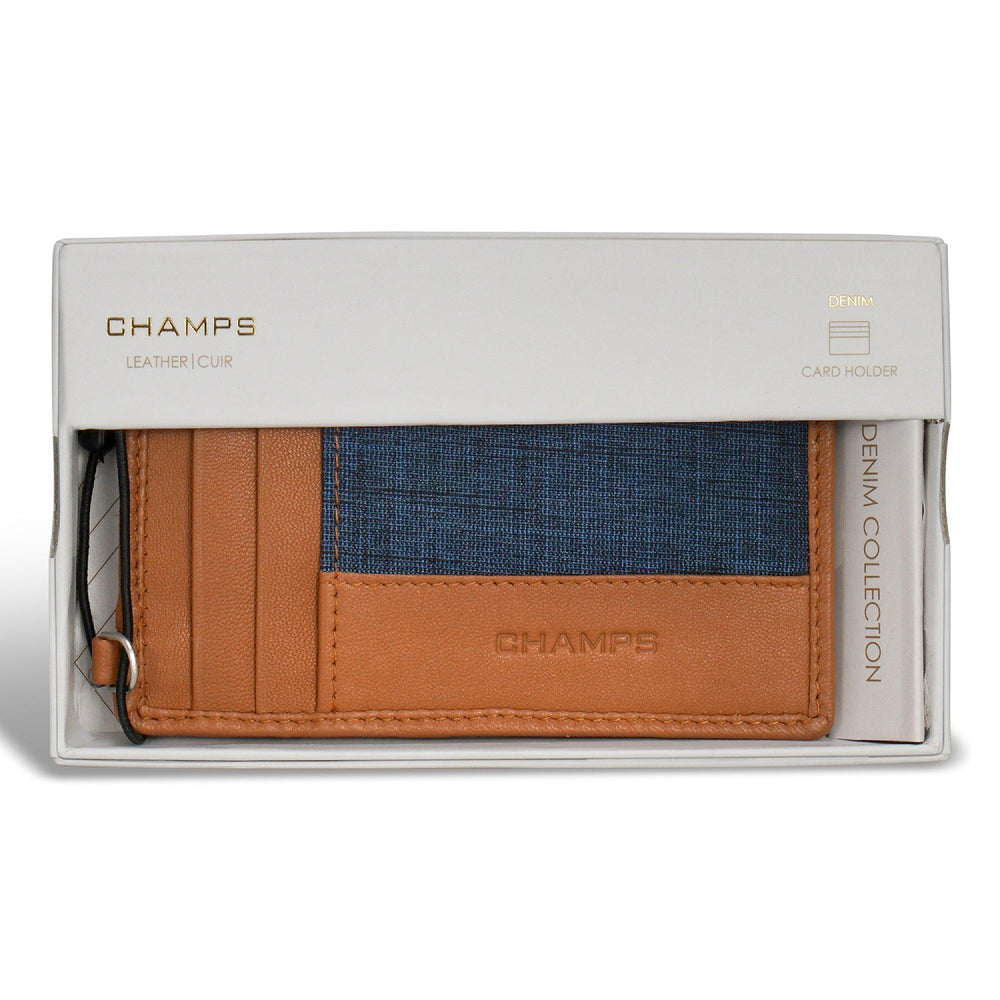 Porte-cartes slim en denim / cuirEX-STOCK Canada