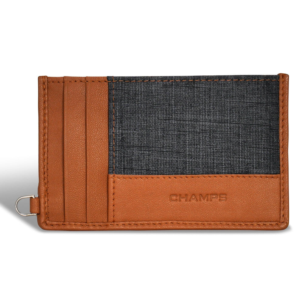 Porte-cartes slim en denim / cuirEX-STOCK Canada