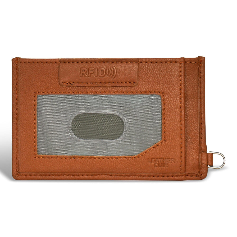 Porte-cartes slim en denim / cuirEX-STOCK Canada