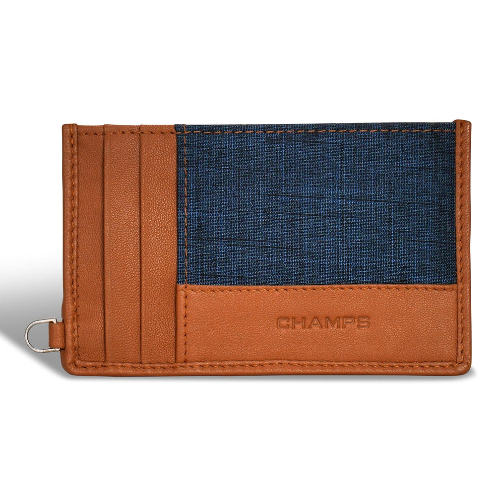 Porte-cartes slim en denim / cuirEX-STOCK Canada