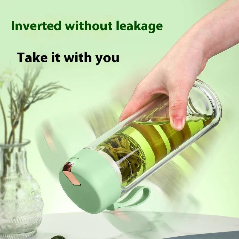 Tazza da tè a bomba magnetica in vetro a doppio strato, elegante, portatile, con espulsione a un clicEX-STOCK Canada