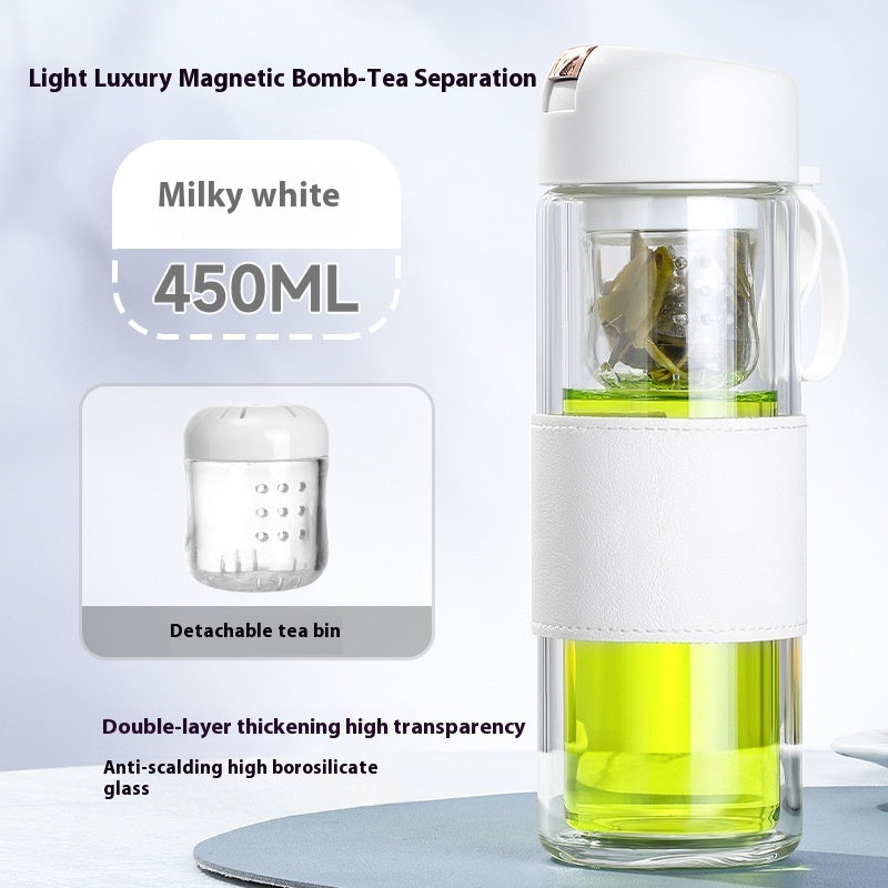 Magnetic Bomb Tea Cup Double Layer Glass Cup Upscale Portable One-click Ejection EX-STOCK Canada