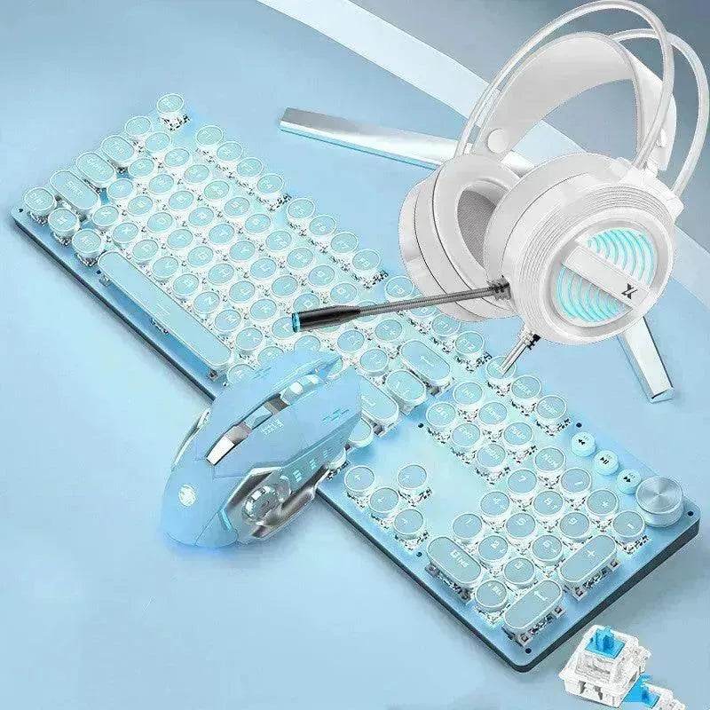 Ensemble Clavier Mécanique Souris Filaire Interface USB Version Rechargeable Bleu Punk Rétro - EX-STOCK Canada
