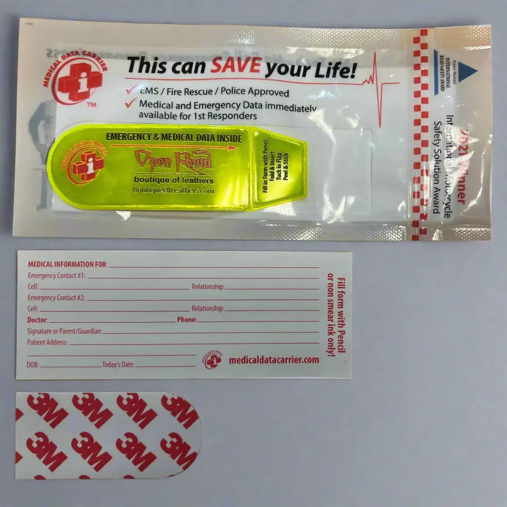 Medical Data Carrier – Essential Emergency ID for Riders & First Responders EX-STOCK Canada