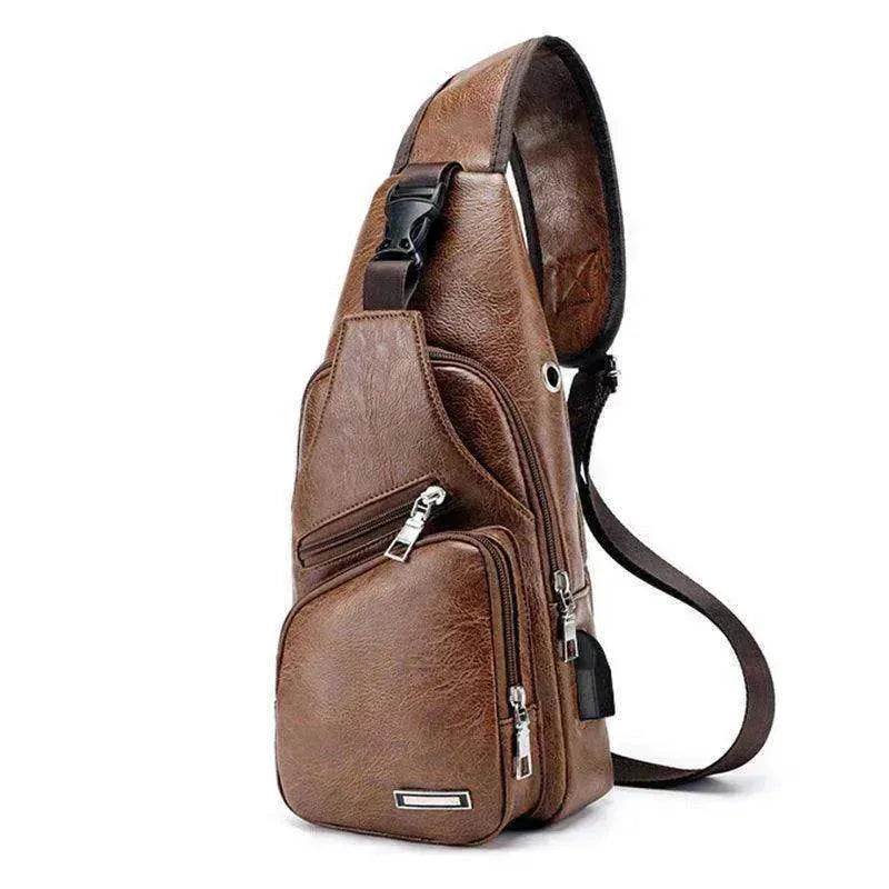 Men USB Charging Bag PU PVC Shoulder Diagonal Messenger Travel Cross Body Bags - EX-STOCK Canada