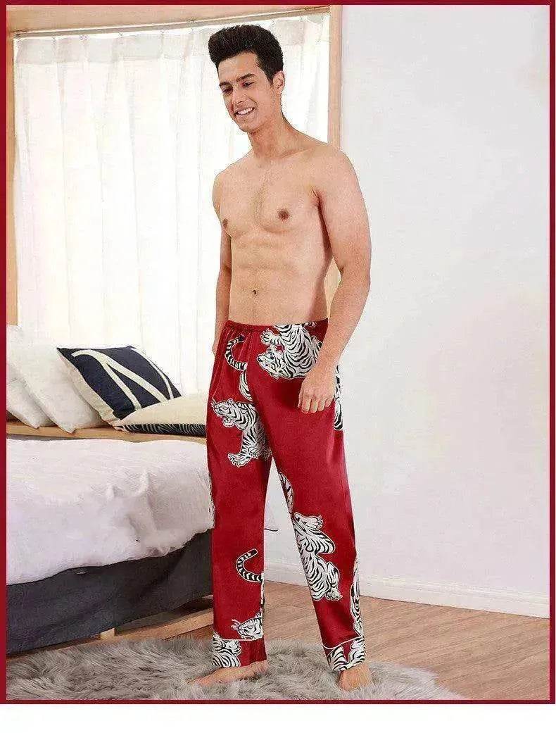 Men sleepwear Bottoms Silk Pajamas Print Long Sleep Pants - EX-STOCK Canada