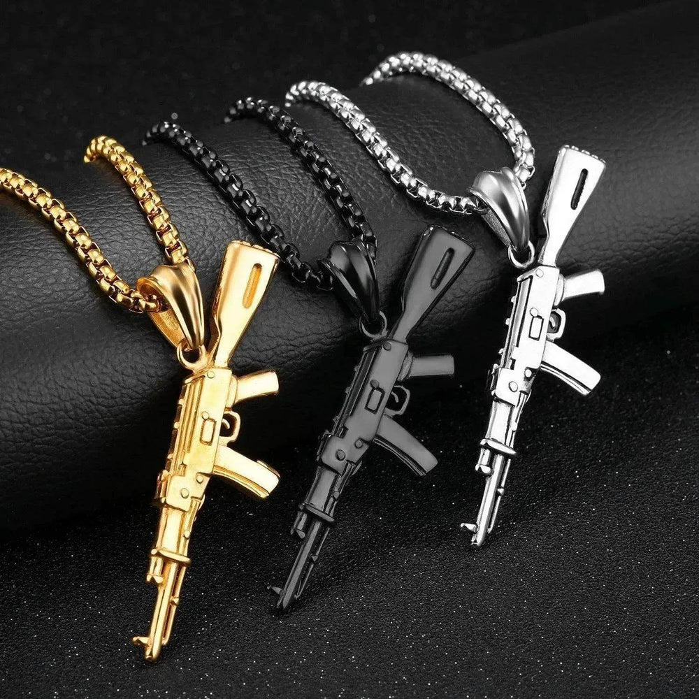Men's AK47 Titanium Steel Street Hip-hop Electroplating Stainless Steel Gun Necklace - EX-STOCK Canada