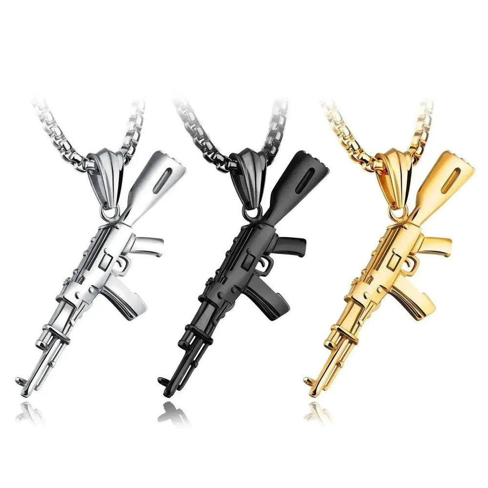 Men's AK47 Titanium Steel Street Hip-hop Electroplating Stainless Steel Gun Necklace - EX-STOCK Canada