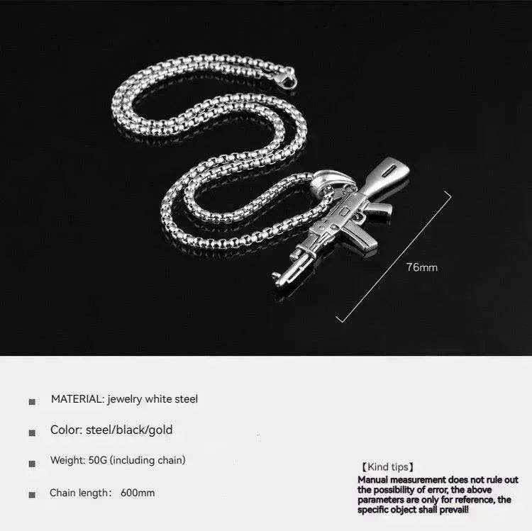 Men's AK47 Titanium Steel Street Hip-hop Electroplating Stainless Steel Gun Necklace - EX-STOCK Canada