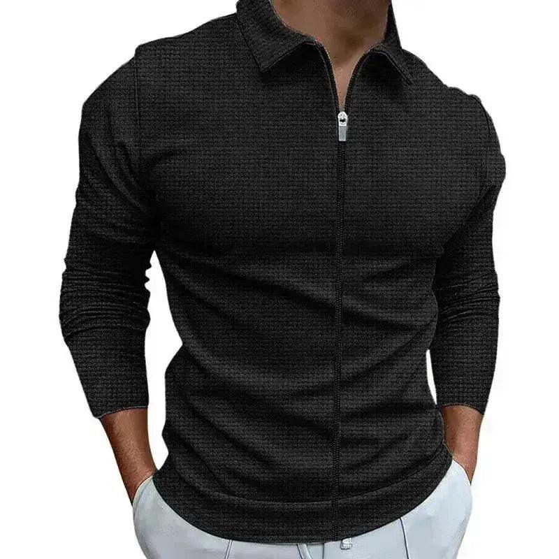 Veste pour homme à col à fermeture éclair style gaufré pour vêtements de sport de plein air - EX-STOCK Canada