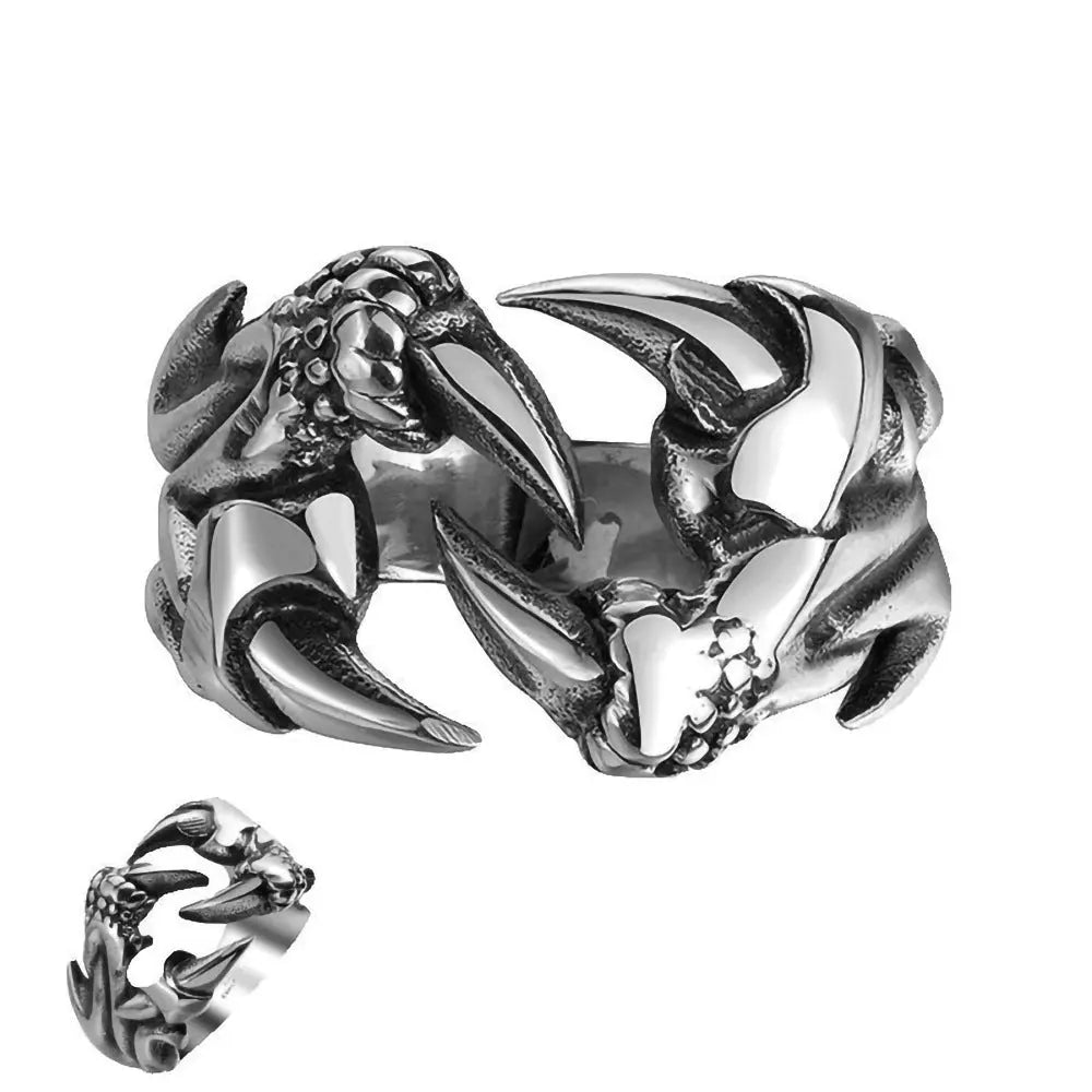 Men's Domineering Open Dragon Claw Ring Punk Chrome Jewelry Titanium Steel Dragon Claw Heart Party Rings For Men - EX-STOCK Canada