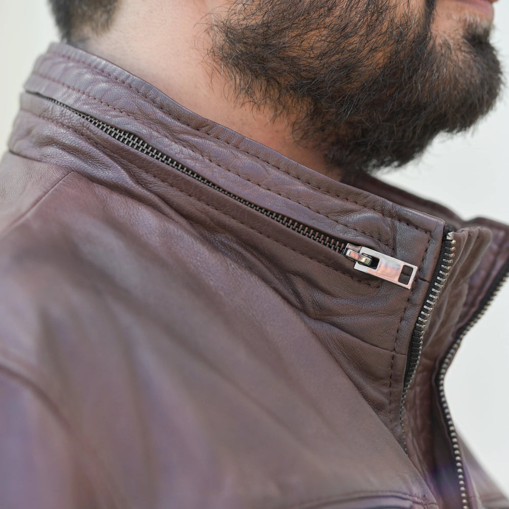 Chaqueta de cuero para hombre con bolsillos dobles con solapaEX-STOCK Canada
