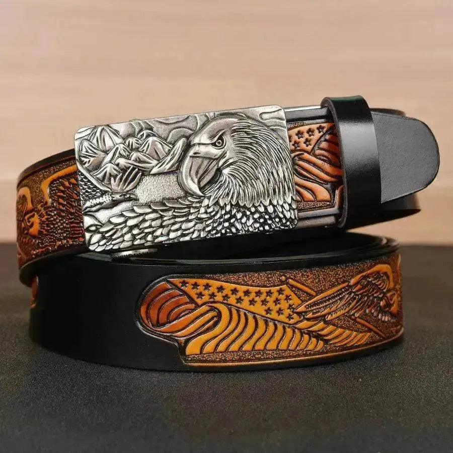 Ceinture de mode pour hommes avec embossage d'ailes d'aigle - EX-STOCK Canada
