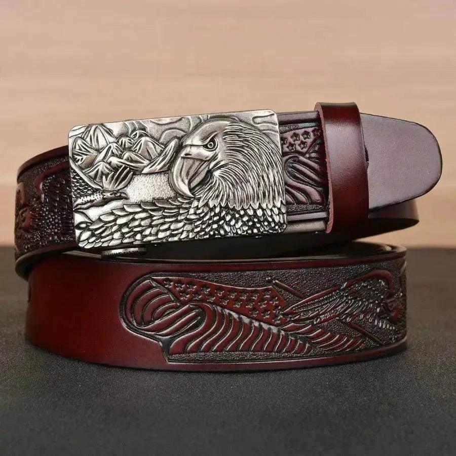 Ceinture de mode pour hommes avec embossage d'ailes d'aigle - EX-STOCK Canada