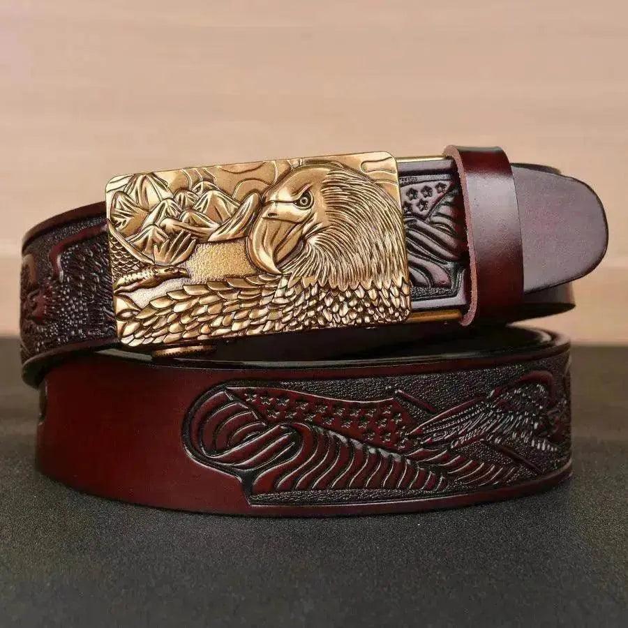 Ceinture de mode pour hommes avec embossage d'ailes d'aigle - EX-STOCK Canada
