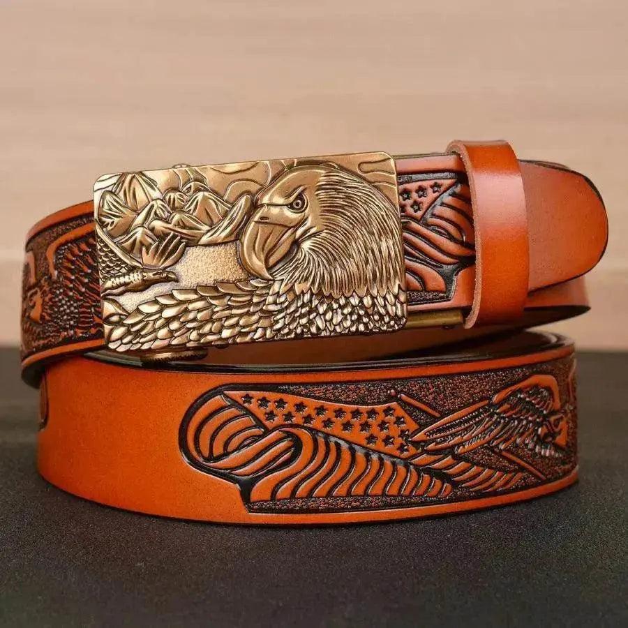 Ceinture de mode pour hommes avec embossage d'ailes d'aigle - EX-STOCK Canada