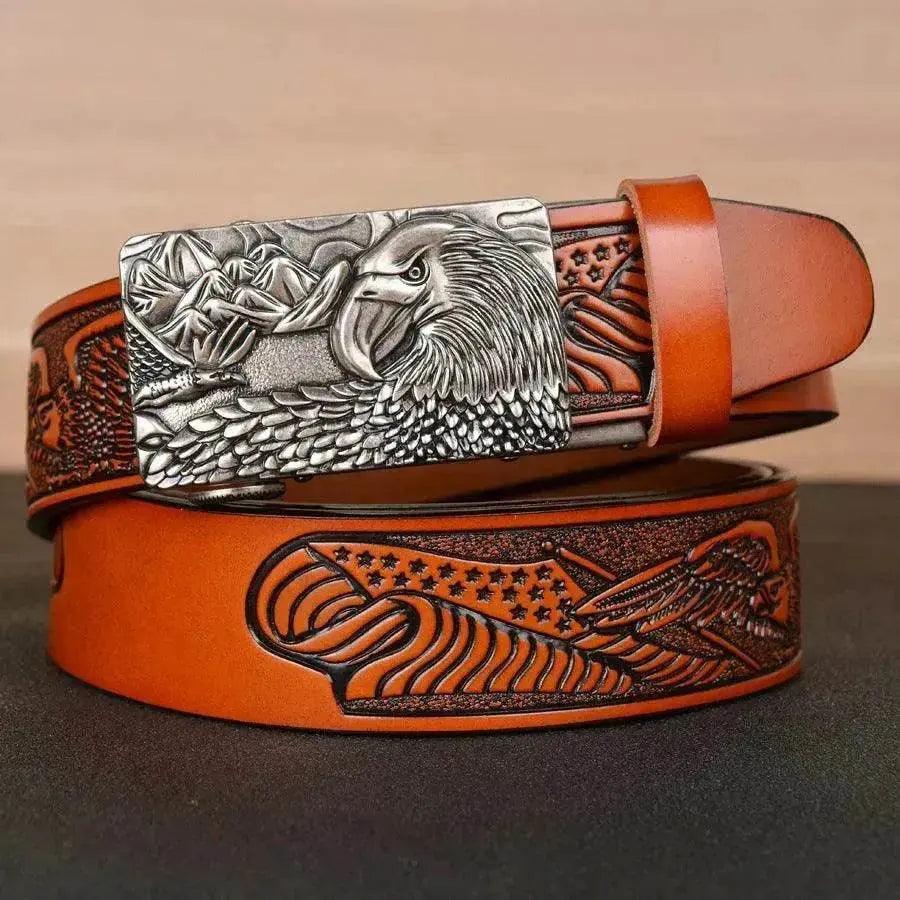 Ceinture de mode pour hommes avec embossage d'ailes d'aigle - EX-STOCK Canada