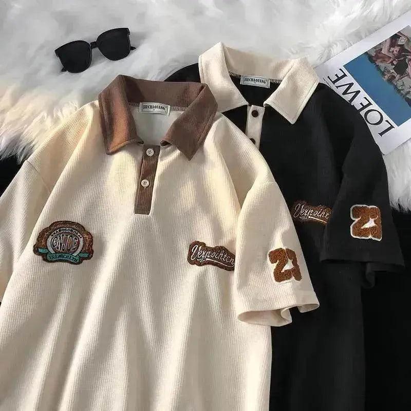 Mode masculine décontractée rétro T-shirt à manches courtes en gaufrage - EX-STOCK Canada