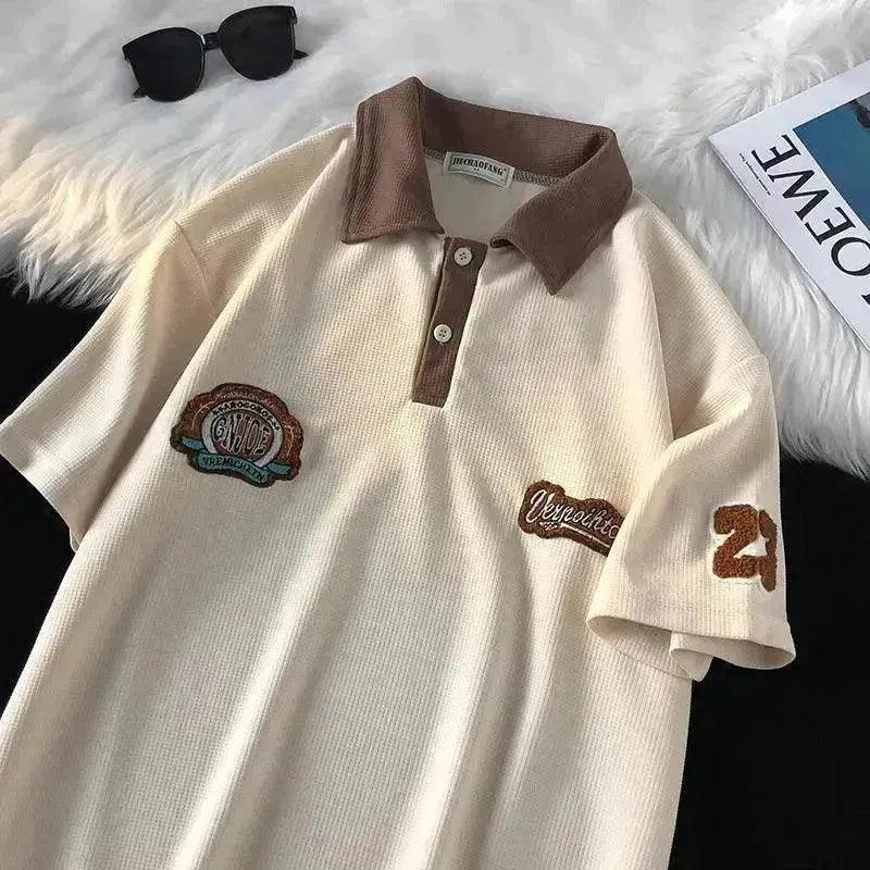 Mode masculine décontractée rétro T-shirt à manches courtes en gaufrage - EX-STOCK Canada