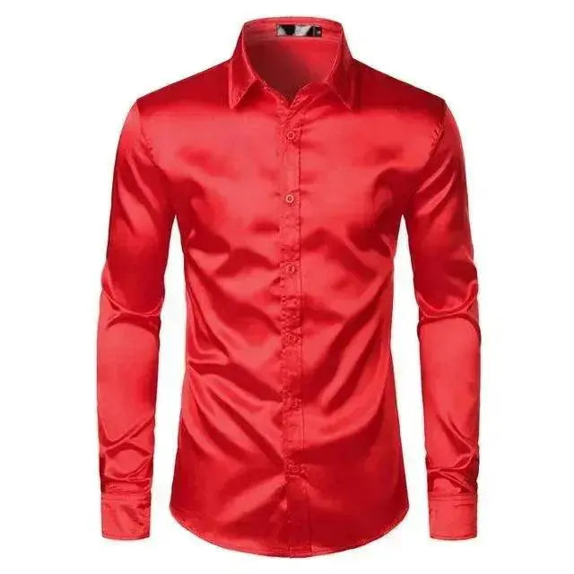 Men's Fashionable Satin Polyvinyl Alcohol Fiber Shirt - EX-STOCK Canada