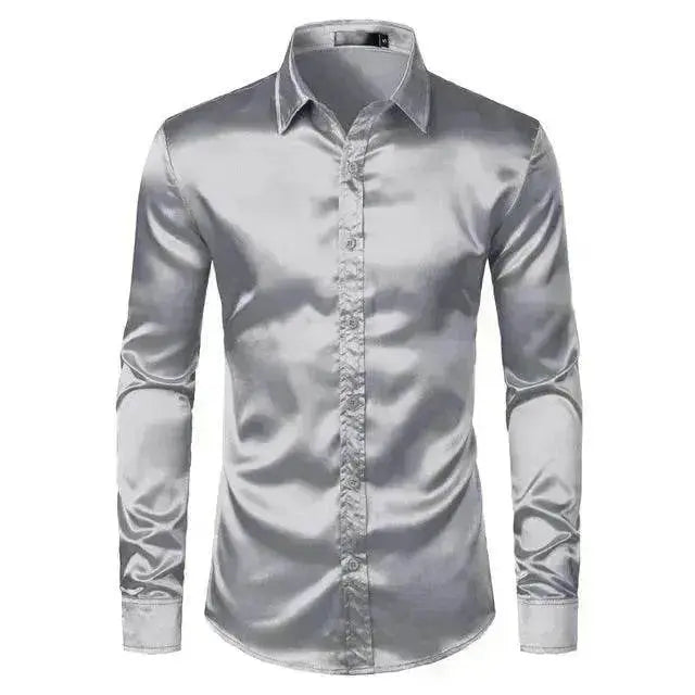 Men's Fashionable Satin Polyvinyl Alcohol Fiber Shirt - EX-STOCK Canada