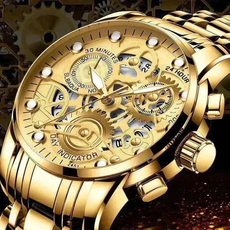 ساعة رجال بحركة كوارتز وقرص مجوف، ساعة عمل فاخرة بتصميم هيكلي | EX-STOCK Canada