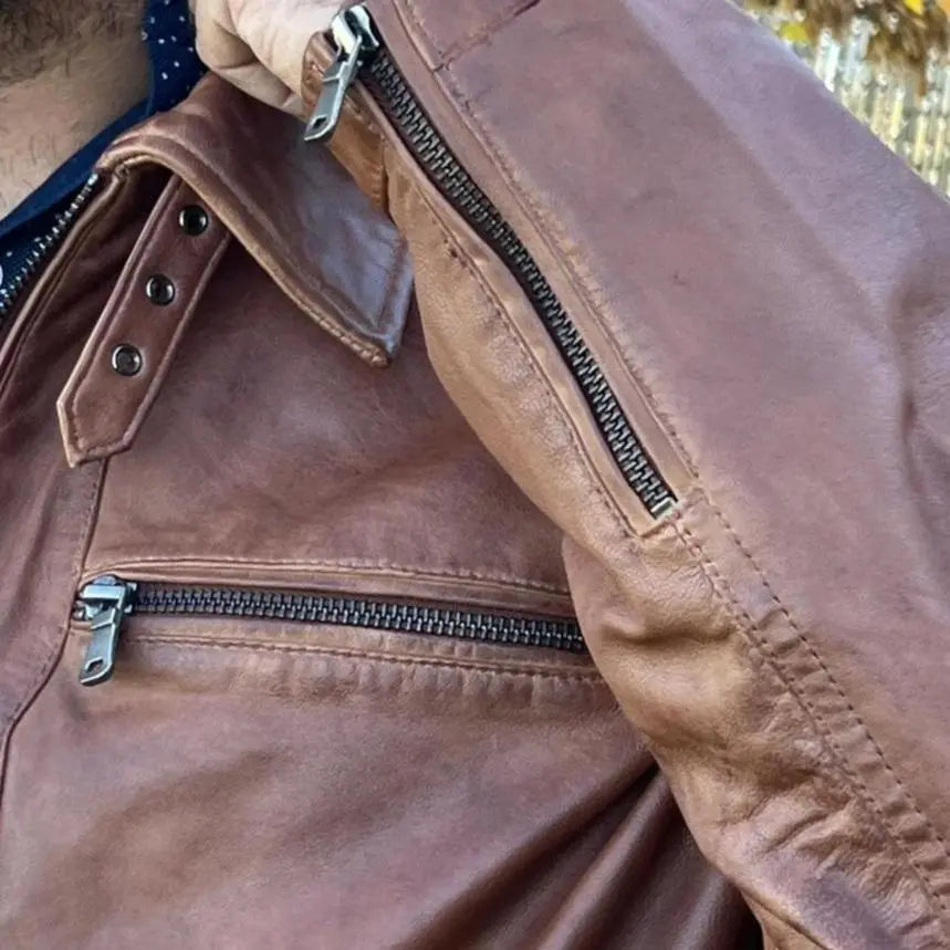 Chaqueta clásica de cuero de cordero para hombre con cuatro bolsillosEX-STOCK Canada