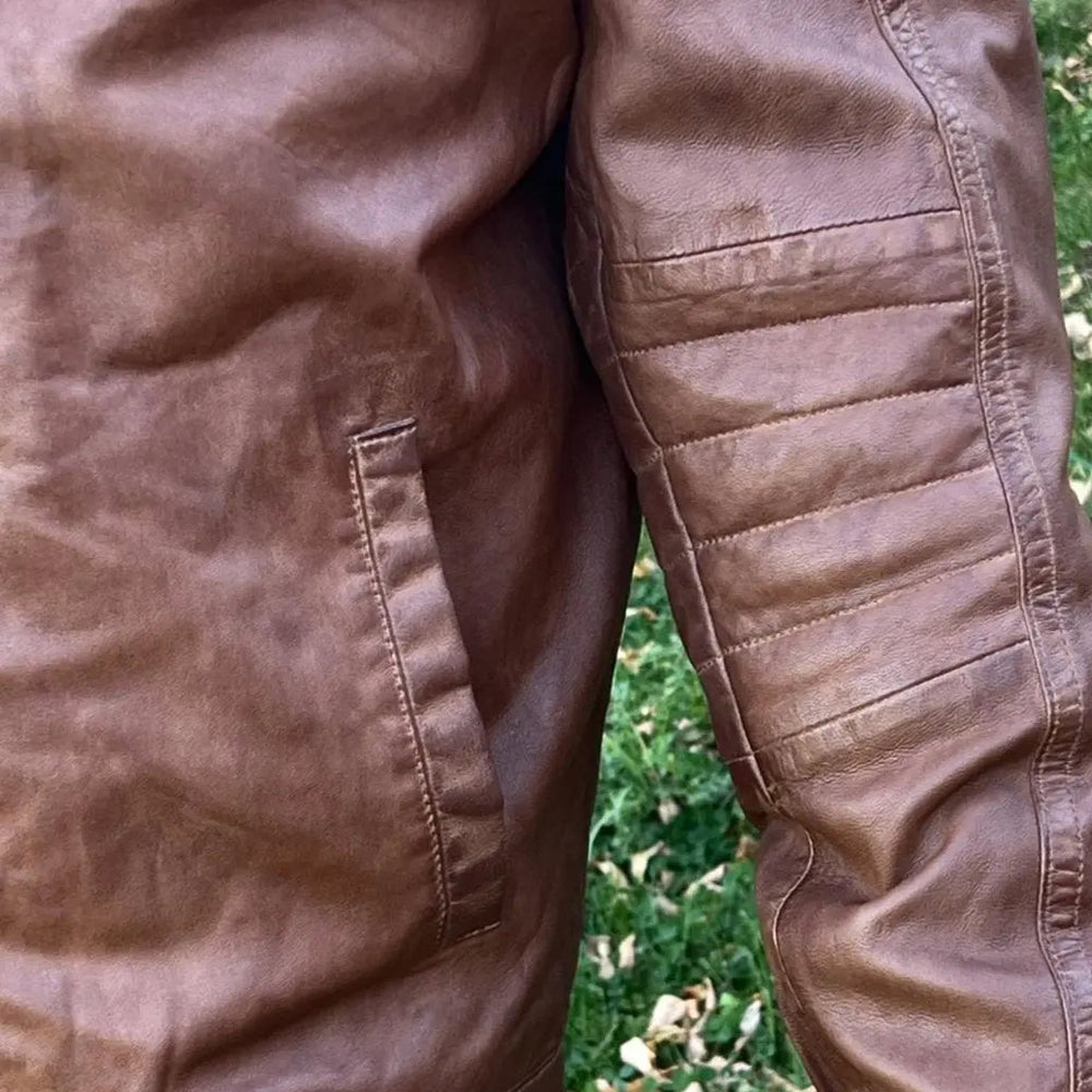 Chaqueta clásica de cuero de cordero para hombre con cuatro bolsillosEX-STOCK Canada