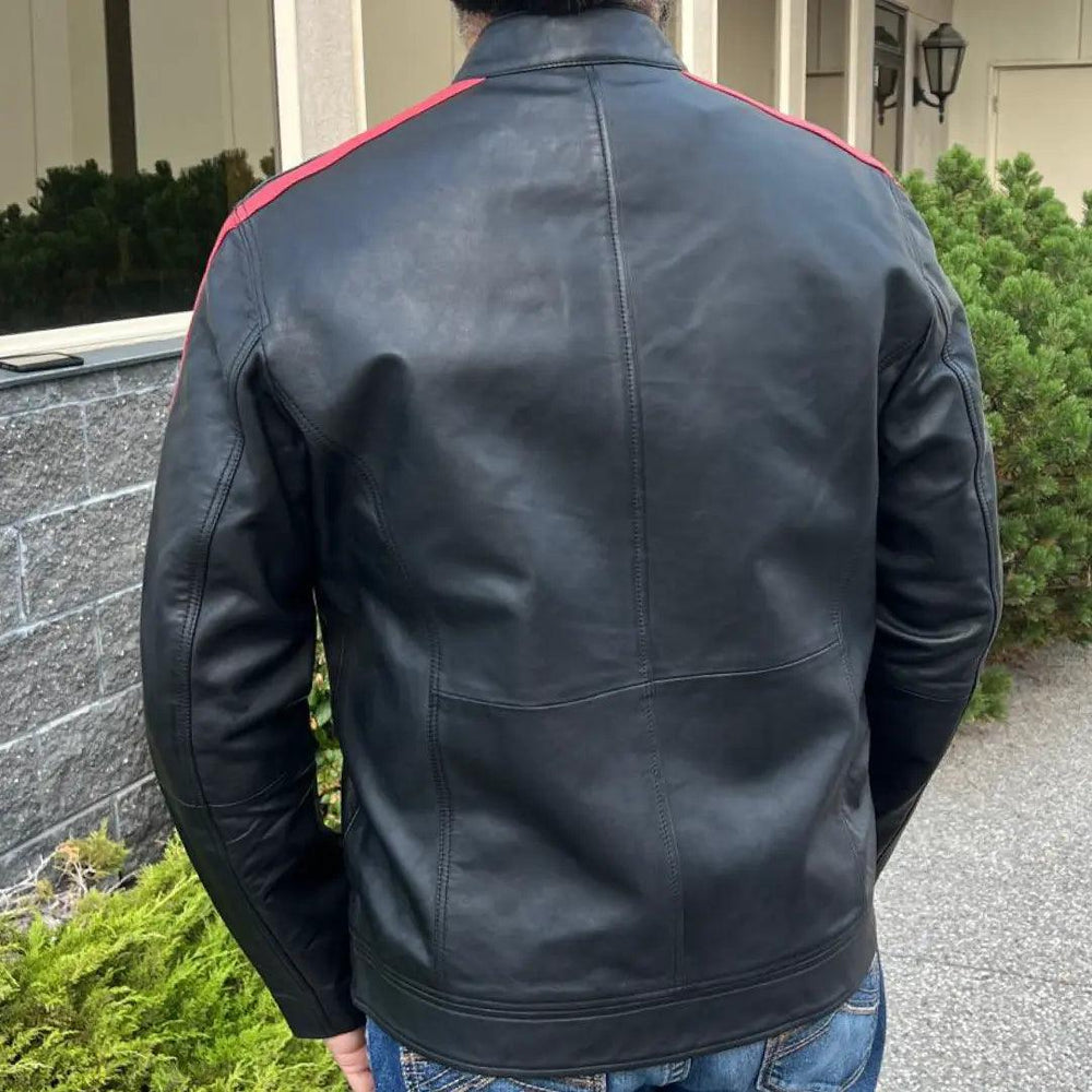 Veste pour hommes en cuir d'agneau avec rayuresEX-STOCK Canada