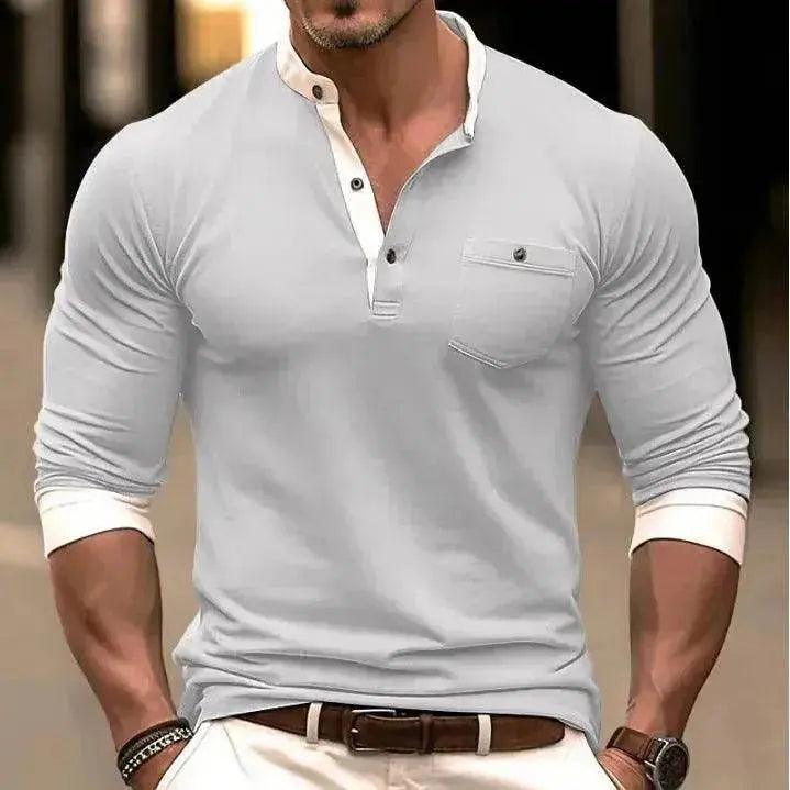 T-shirt homme à manches longues et col rond - EX-STOCK Canada