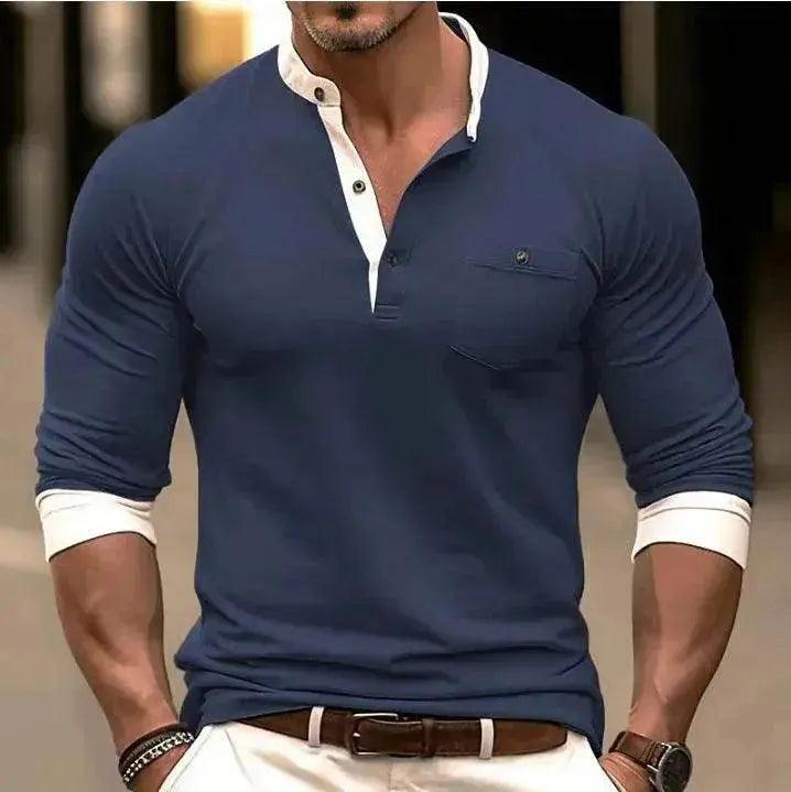 T-shirt homme à manches longues et col rond - EX-STOCK Canada