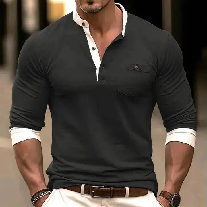 T-shirt homme à manches longues et col rond - EX-STOCK Canada