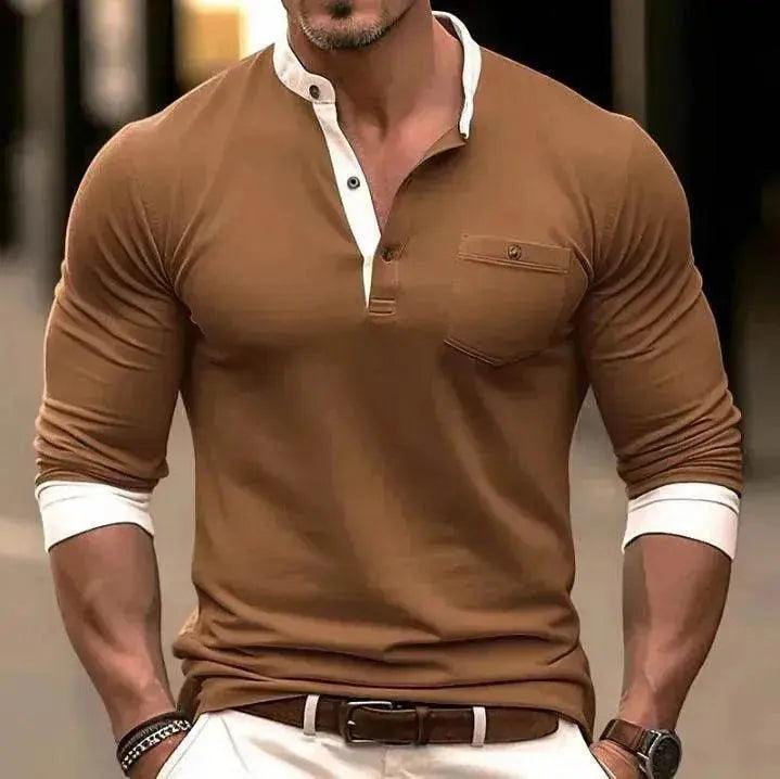 T-shirt homme à manches longues et col rond - EX-STOCK Canada