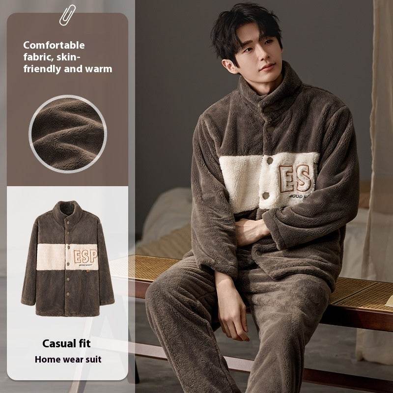 Men's Pajamas Plus Size Long Sleeve Warm Loungewear Suit EX-STOCK CANADA