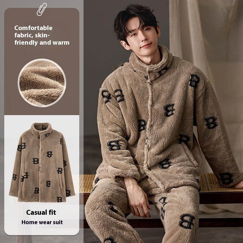 Men's Pajamas Plus Size Long Sleeve Warm Loungewear Suit EX-STOCK CANADA