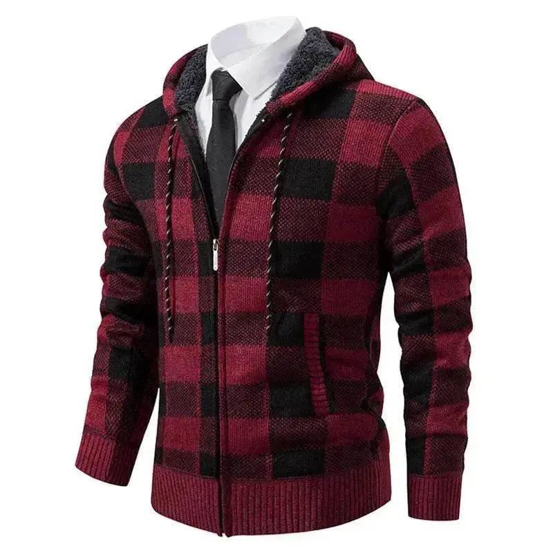 Manteau-pull épaissi à carreaux pour hommes - EX-STOCK Canada