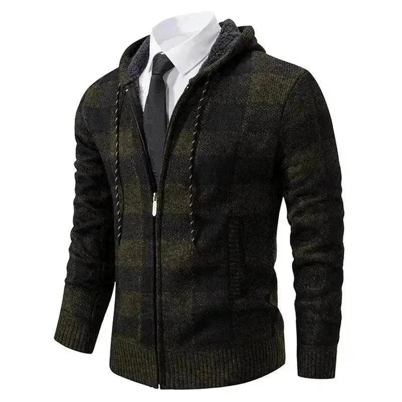 Manteau-pull épaissi à carreaux pour hommes - EX-STOCK Canada