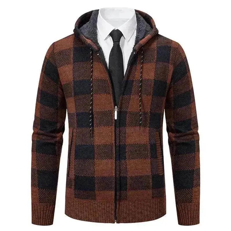 Manteau-pull épaissi à carreaux pour hommes - EX-STOCK Canada