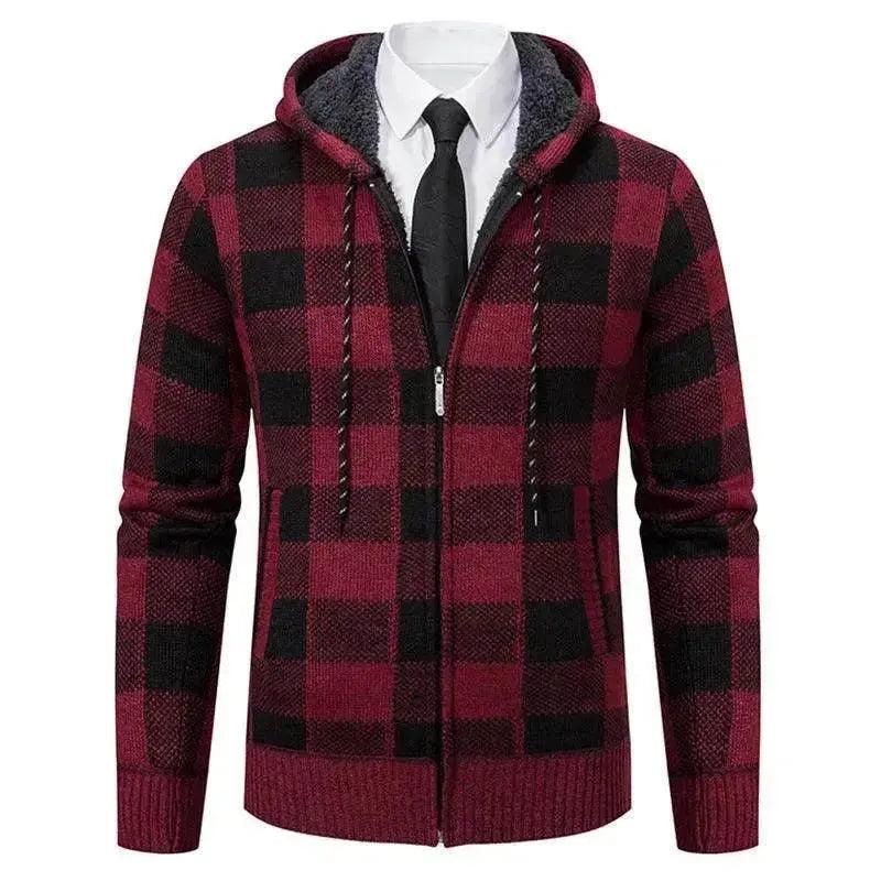Manteau-pull épaissi à carreaux pour hommes - EX-STOCK Canada