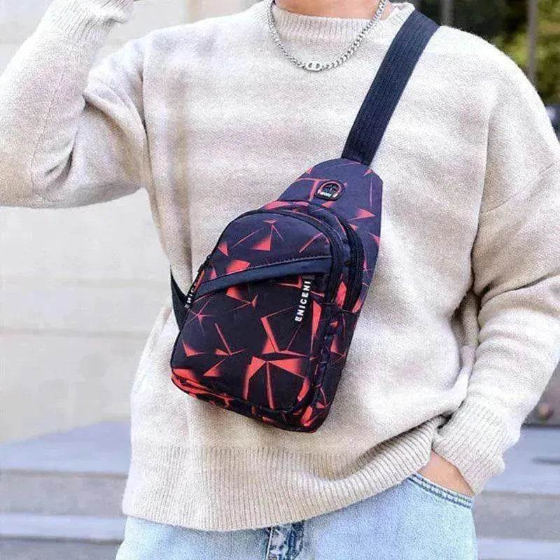 Men's Print Sling Chest & Crossbody Bag With Earphone access Design - EX-STOCK Canada