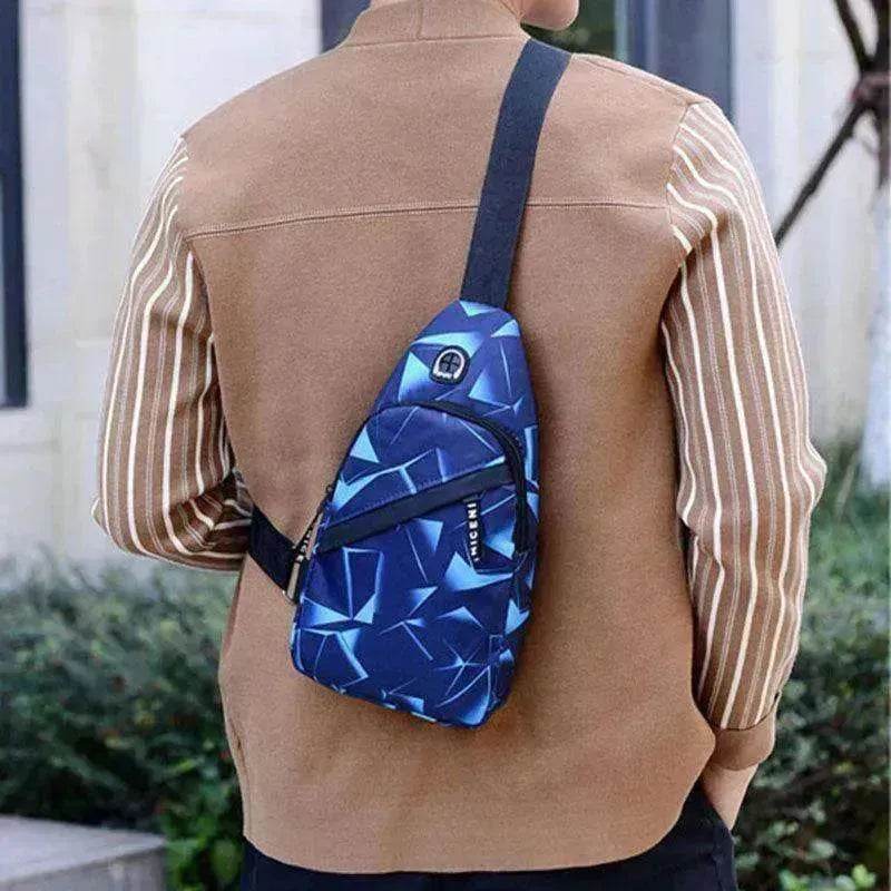 Men's Print Sling Chest & Crossbody Bag With Earphone access Design - EX-STOCK Canada